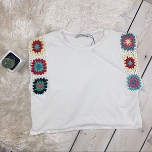 Zara | Trafaluc Collection White Embroidered Top